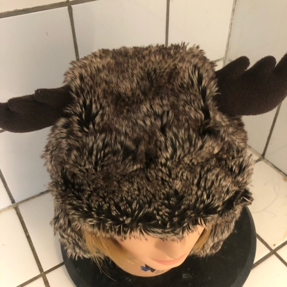 Faux Fur Moose Antler Hat for a child. Kids will love wearing this hat - used. - Picture 2 of 7